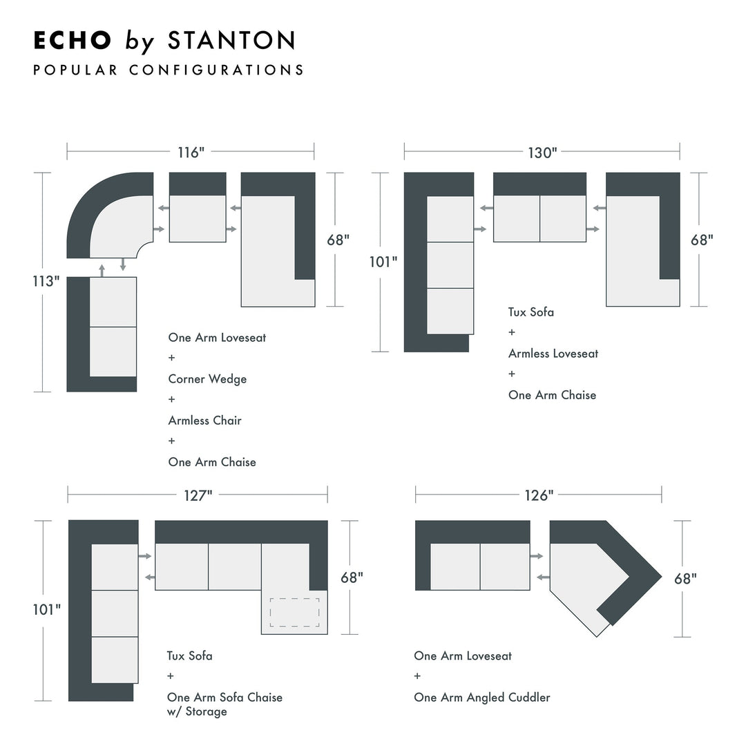 Echo Custom Sofa / Sectional (Stanton) sectional configuration view - custom sofa sectional by Stanton - Whats New Furniture Portland OR