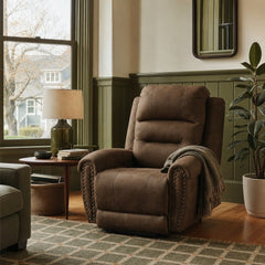Ecola Power Lift Recliner in Deschutes Whiskey styled in a Portland NW 23rd Victorian living room — What&