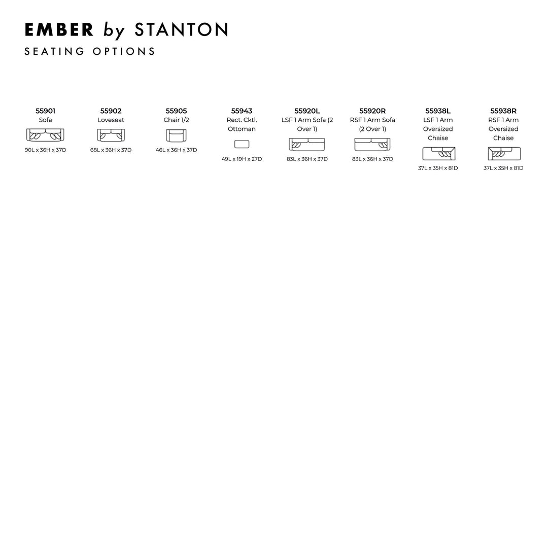 Ember Custom Sofa / Sectional spec sheet - custom sofa sectional by Stanton - Whats New Furniture Portland OR