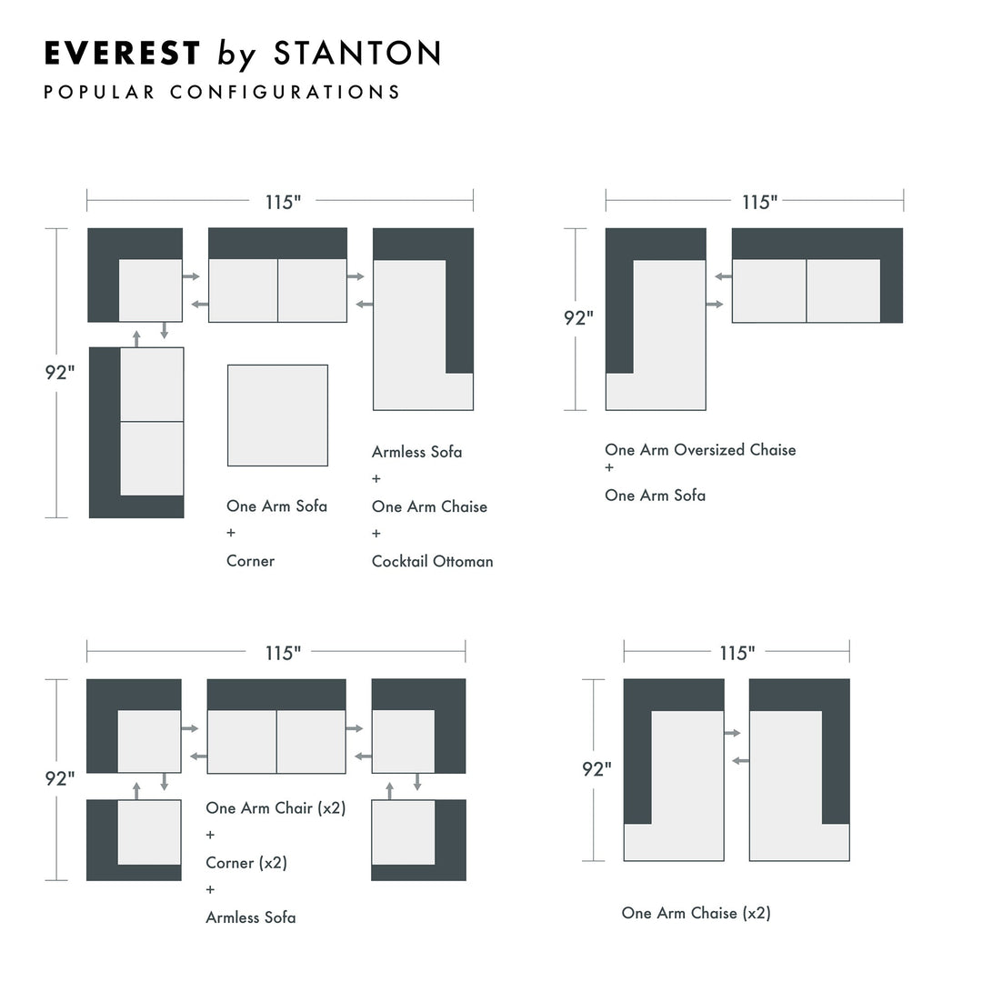 Everest Custom Sofa / Sectional sectional configuration view - custom sofa sectional by Stanton - Whats New Furniture Portland OR