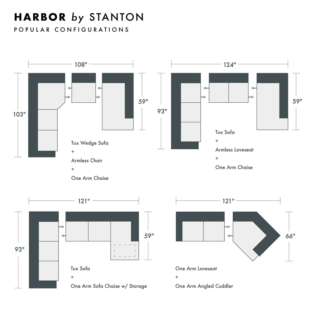 Harbor Custom Sofa / Sectional sectional configuration view - custom sofa sectional by Stanton - Whats New Furniture Portland OR