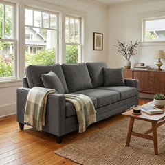 Haven Queen Sleeper Sofa in Luscious Shitake styled in a Portland craftsman living room - Whats New Furniture