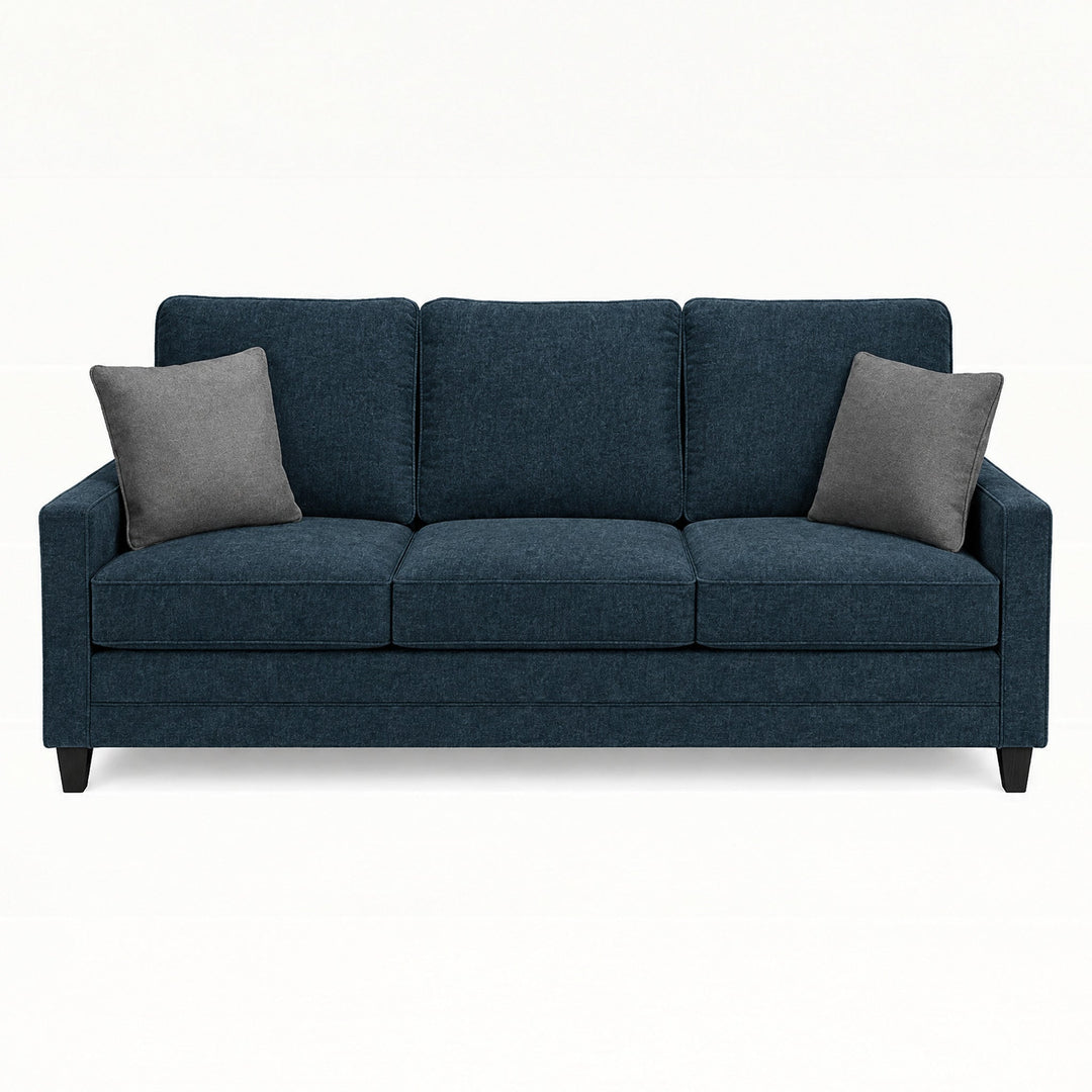 Haven Queen Sleeper Sofa in Lush Marine — studio front view - Oregon-made queen sleeper sofa by Stanton - Whats New Furniture Portland OR