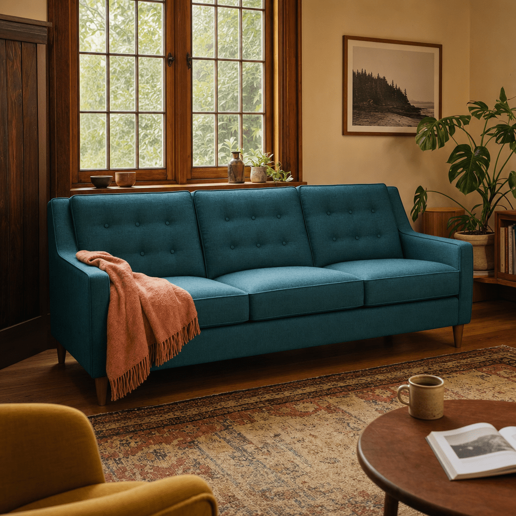 Hellion Contemporary Sofa in Bennett Peacock lifestyle setting - contemporary sofa by Stanton - Whats New Furniture Portland OR
