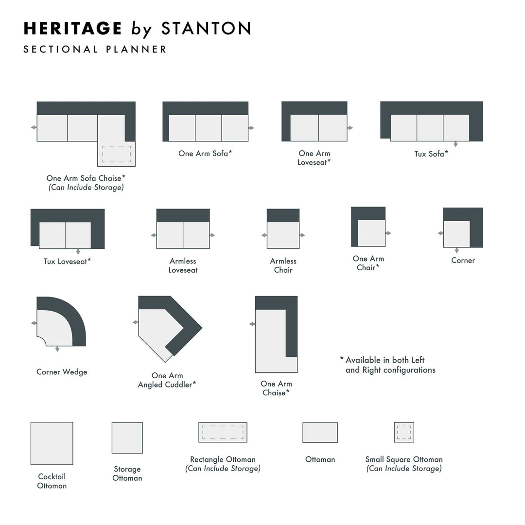 Heritage Custom Sofa / Sectional spec sheet - custom sofa sectional by Stanton - Whats New Furniture Portland OR