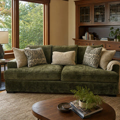 Horizon Sofa in Ventana Olive styled in a Portland Craftsman living room - Whats New Furniture