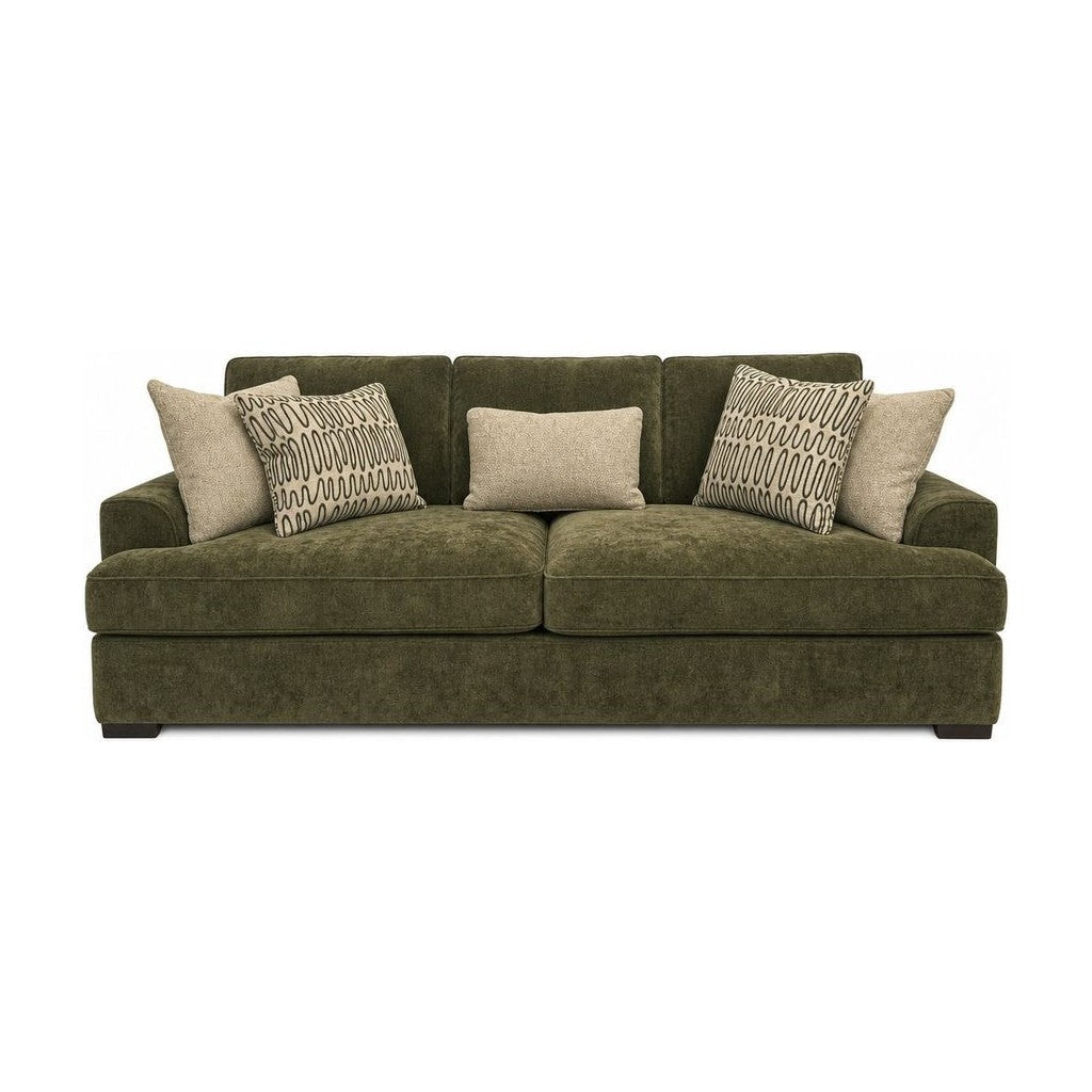 Horizon Sofa in Ventana Olive front view - sofa by Stanton - Whats New Furniture Portland OR