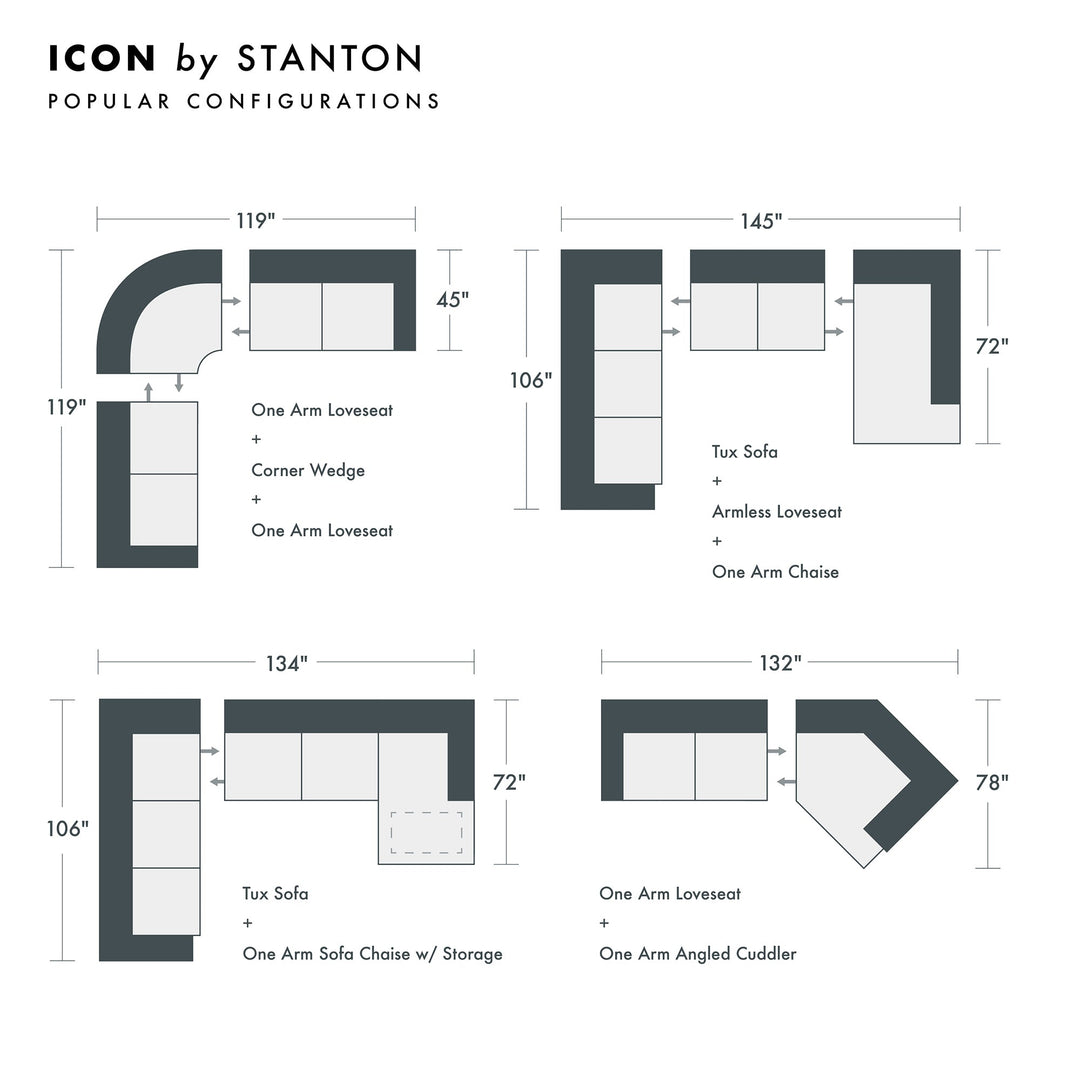 Icon Custom Sofa / Sectional sectional configuration view - custom sofa sectional by Stanton - Whats New Furniture Portland OR