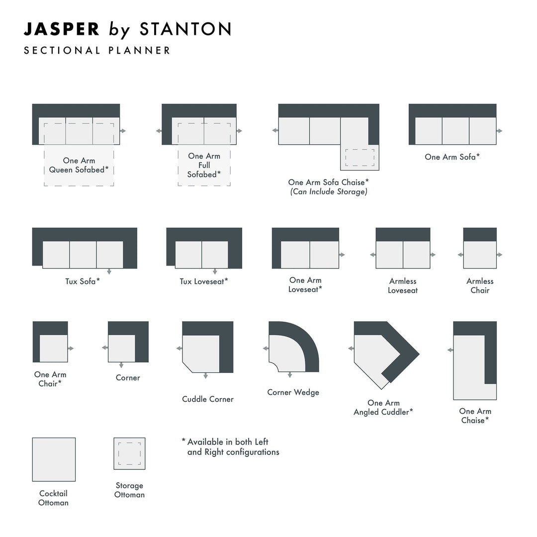 Jasper Custom Sofa / Sectional and Sofa Bed configuration shot - custom Stanton seating - Whats New Furniture Portland OR