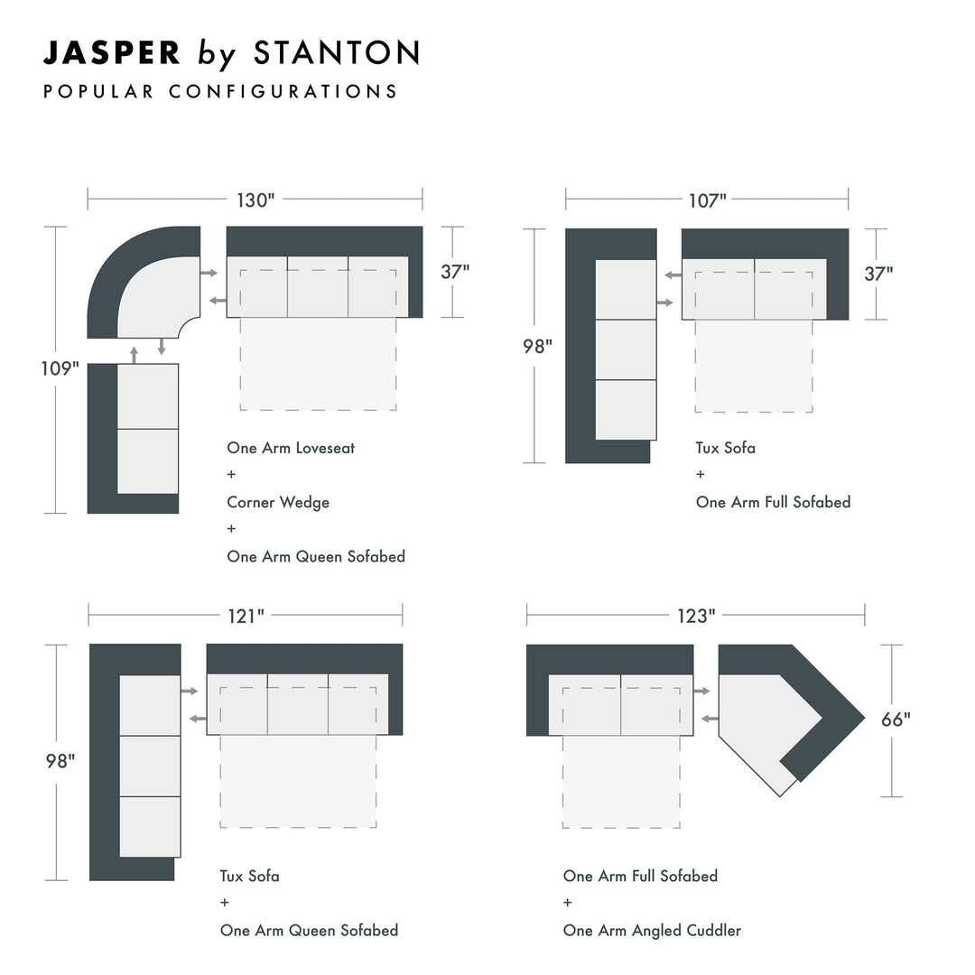 Jasper Custom Sofa / Sectional and Sofa Bed sectional configuration view - custom Stanton seating - Whats New Furniture Portland OR