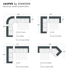 Jasper Custom Sofa / Sectional and Sofa Bed sectional configuration view - custom Stanton seating - Whats New Furniture Portland OR