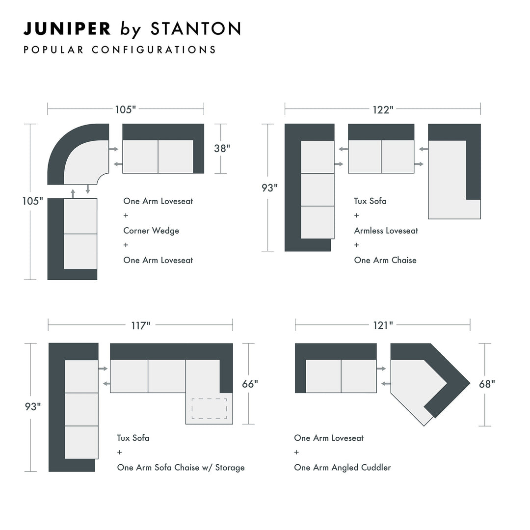 Juniper Custom Sofa / Sectional and Sofa Bed sectional configuration view - custom Stanton seating - Whats New Furniture Portland OR
