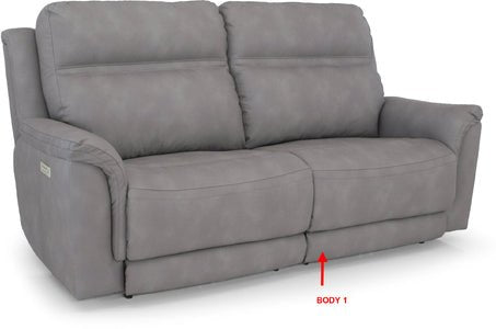 Klamath reclining sofa front view — Oregon-made custom fabric sofa