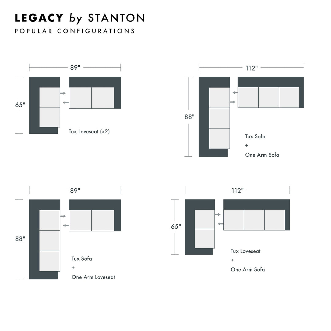 Legacy Custom Sofa / Sectional and Sofa Bed sectional configuration view - custom Stanton seating - Whats New Furniture Portland OR