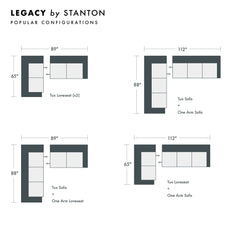 Legacy Custom Sofa / Sectional and Sofa Bed sectional configuration view - custom Stanton seating - Whats New Furniture Portland OR