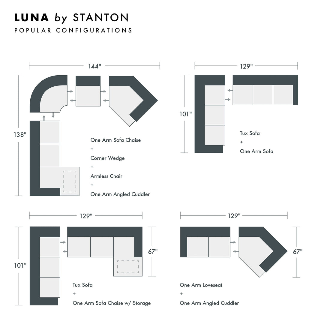 Luna Custom Sofa / Sectional sectional configuration view - custom sofa sectional by Stanton - Whats New Furniture Portland OR