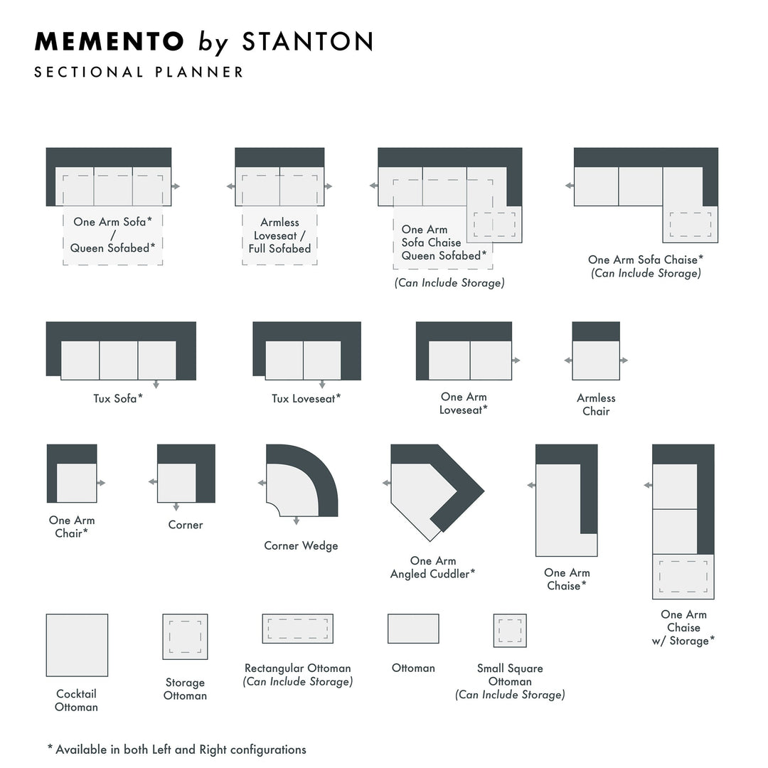 Memento Custom Sofa / Sectional and Sofa Bed configuration shot - custom Stanton seating - Whats New Furniture Portland OR