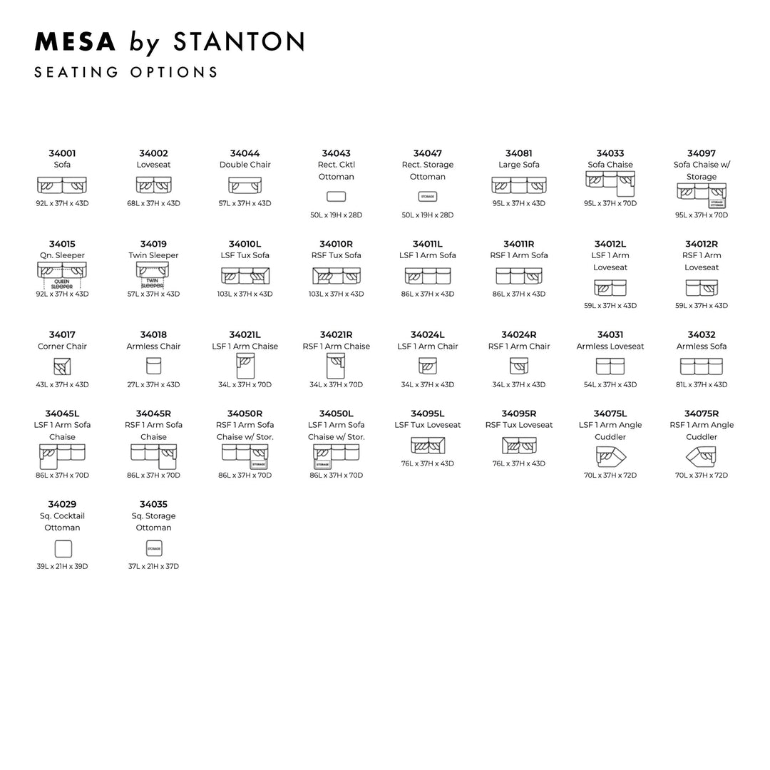 Mesa Custom Sofa / Sectional spec sheet - custom sofa sectional by Stanton - Whats New Furniture Portland OR