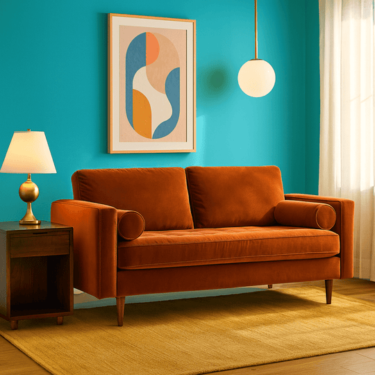 Nirvana Apartment Sofa in Marquis Willow side angle - apartment-scale velvet sofa by Stanton - Whats New Furniture Portland OR