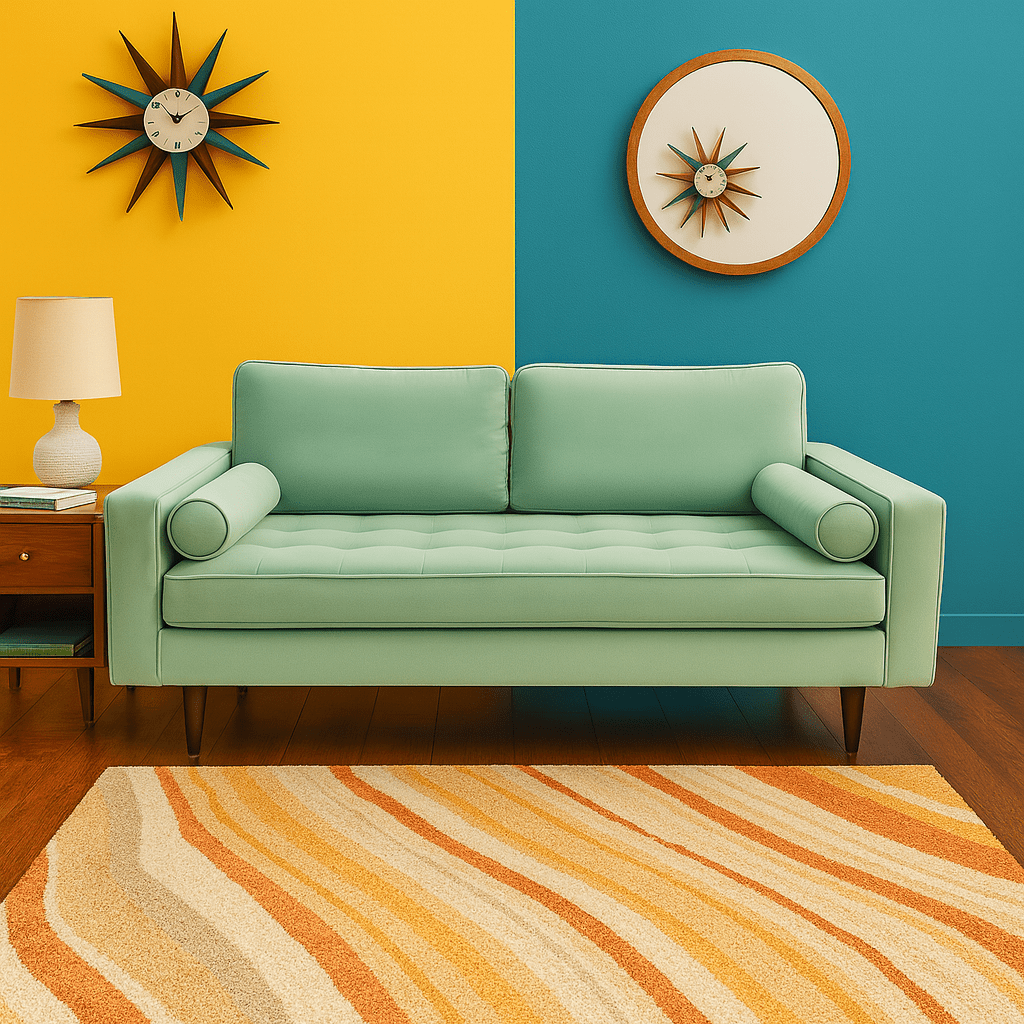 Nirvana Apartment Sofa in Marquis Willow side view - apartment-scale velvet sofa by Stanton - Whats New Furniture Portland OR