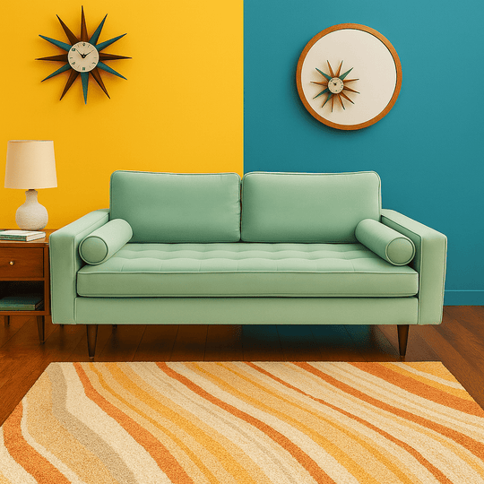 Nirvana Apartment Sofa in Marquis Willow side view - apartment-scale velvet sofa by Stanton - Whats New Furniture Portland OR