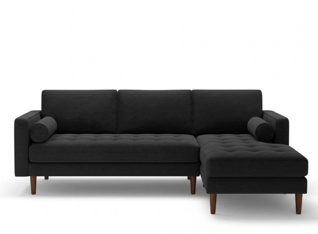 Nirvana Custom Sectional in Vintage Carbon dark charcoal fabric - Whats New Furniture Portland OR