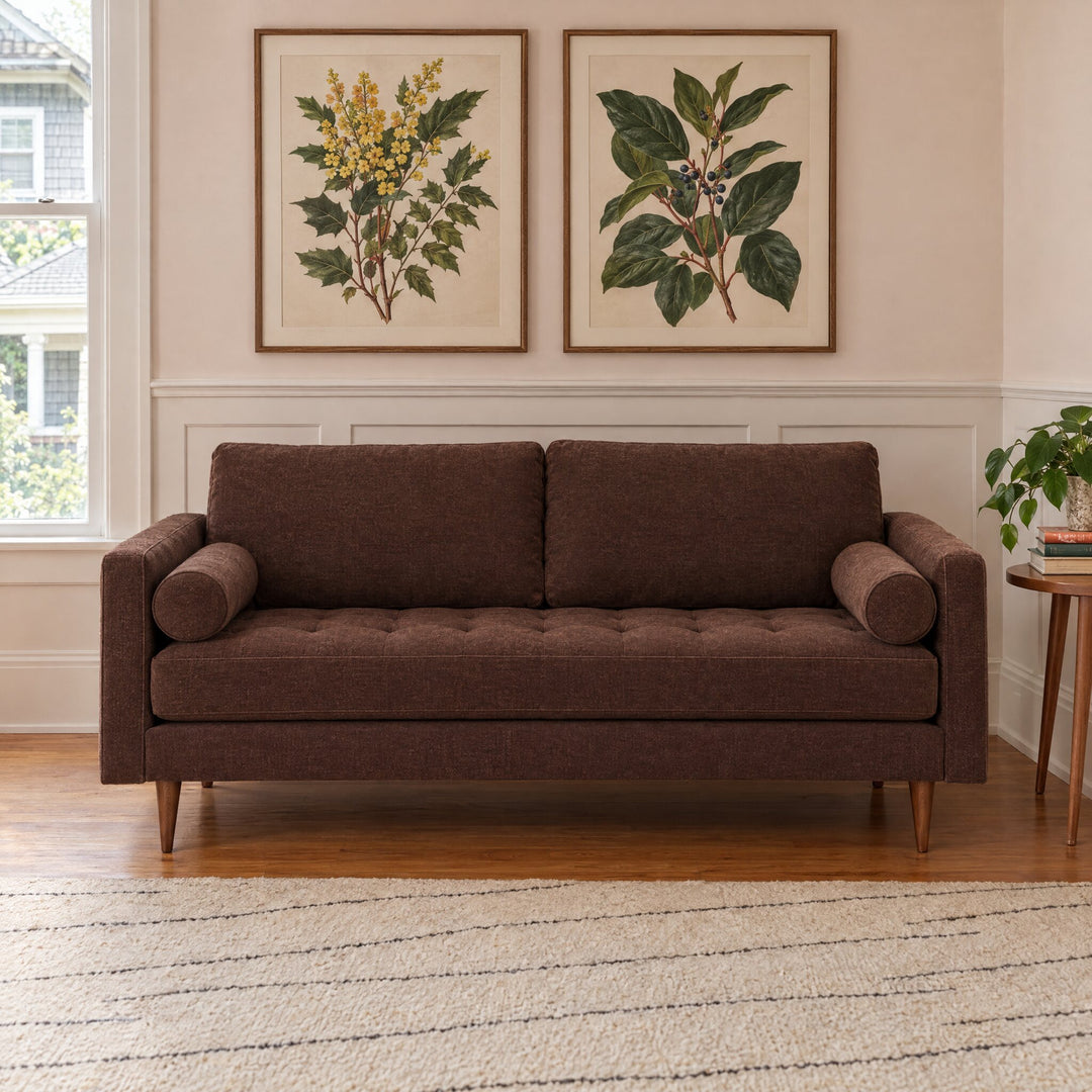 Nirvana Sofa in Rowana Currant styled in a Portland home - Whats New Furniture Portland OR