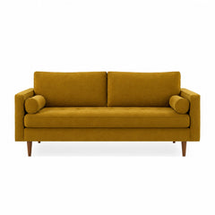 Nirvana Sofa in Vintage Saffron — studio front view - Oregon-made bench sofa by Stanton - Whats New Furniture Portland OR