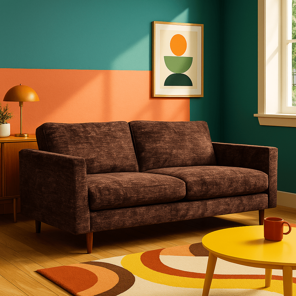 Oasis Loft Sofa in Vintage Saffron side view - Oregon-made loft sofa by Stanton - Whats New Furniture Portland OR