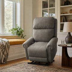 Overton Power Lift Recliner in Beyond Granite styled in a Portland Irvington foursquare living room — What&
