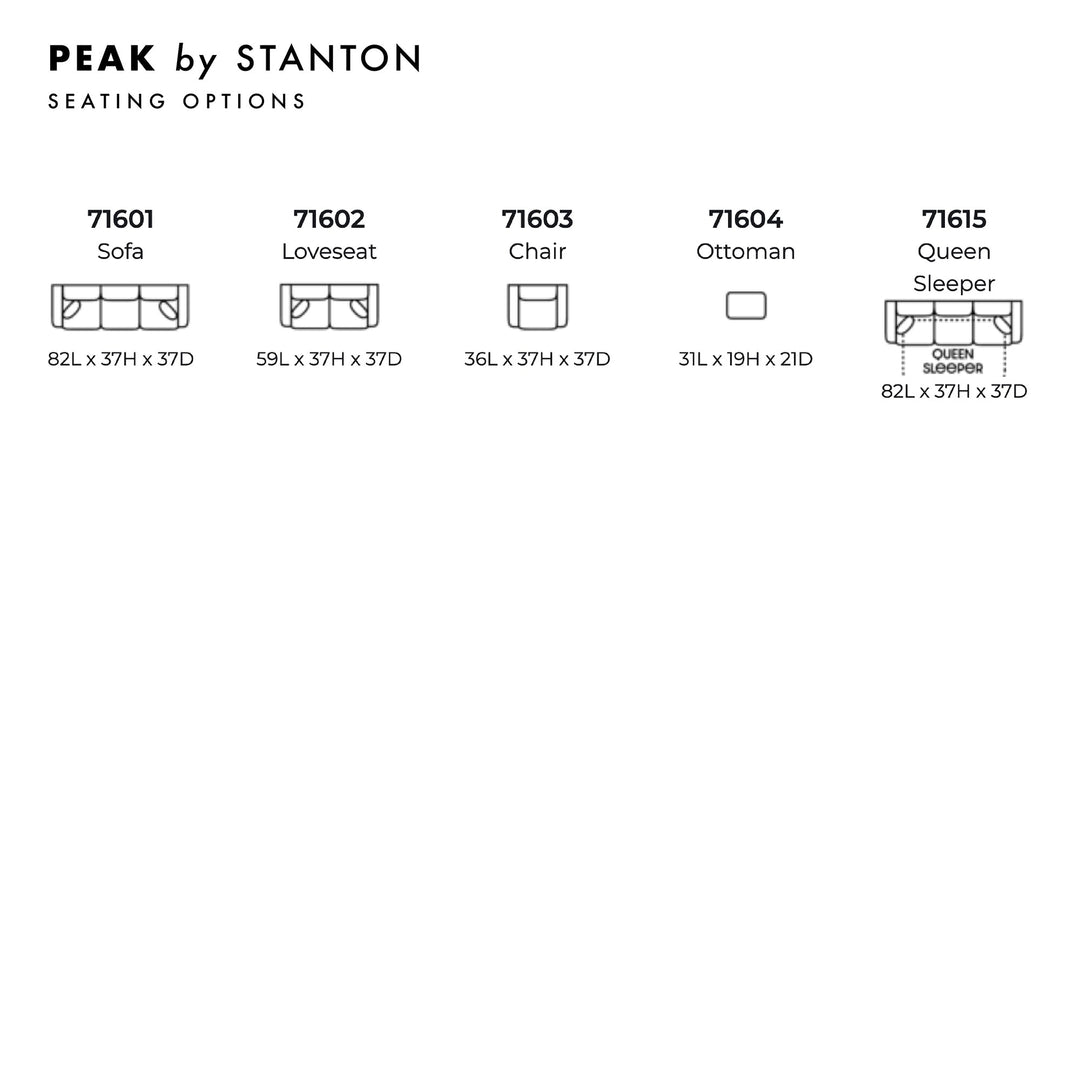 Peak Custom Sofa Bed spec sheet - custom sofa bed by Stanton - Whats New Furniture Portland OR