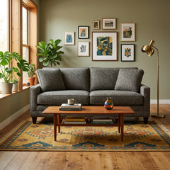 Pinnacle Loft Sofa in Ryan Mink alternate angle - loft-scale custom fabric sofa by Stanton - Whats New Furniture Portland OR