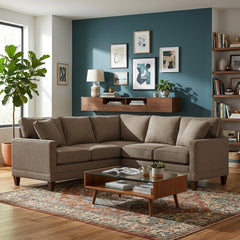 Pinnacle Sectional in Bennett Prailine in a Portland living room - Whats New Furniture
