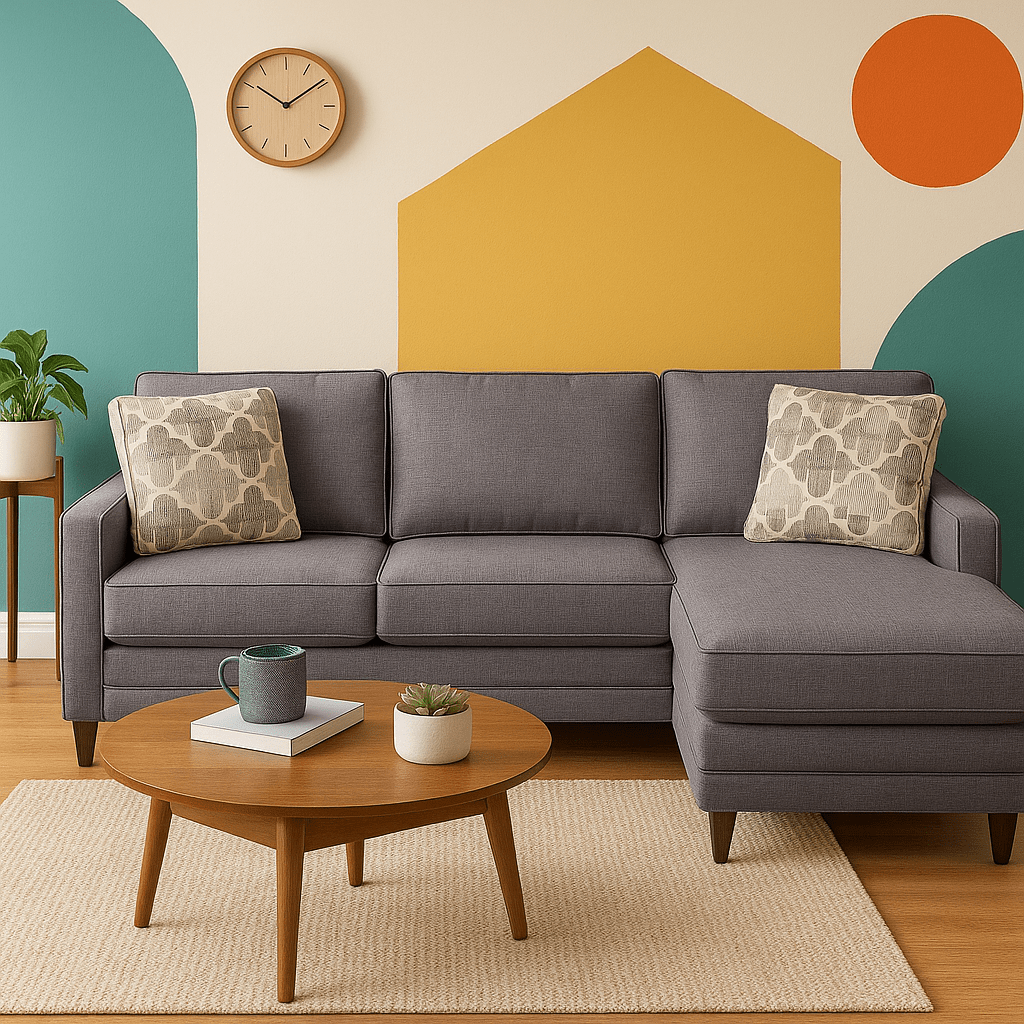 Pinnacle Sofa Chaise in Bennett Charcoal side angle - sofa chaise by Stanton - Whats New Furniture Portland OR