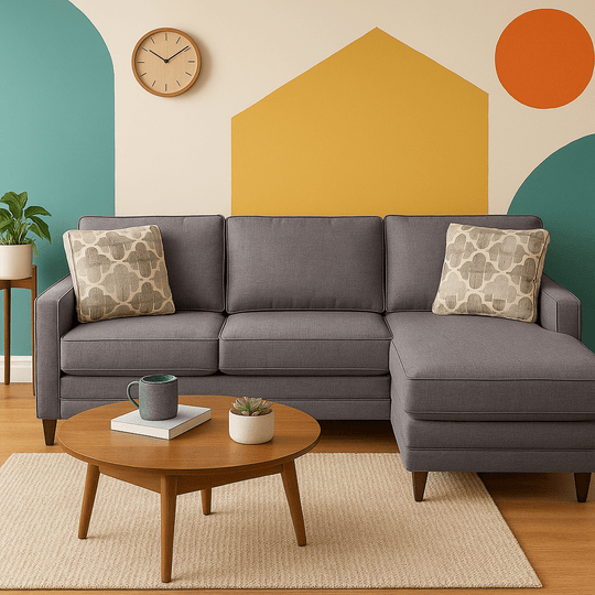 Pinnacle Sofa Chaise in Bennett Charcoal side angle - sofa chaise by Stanton - Whats New Furniture Portland OR