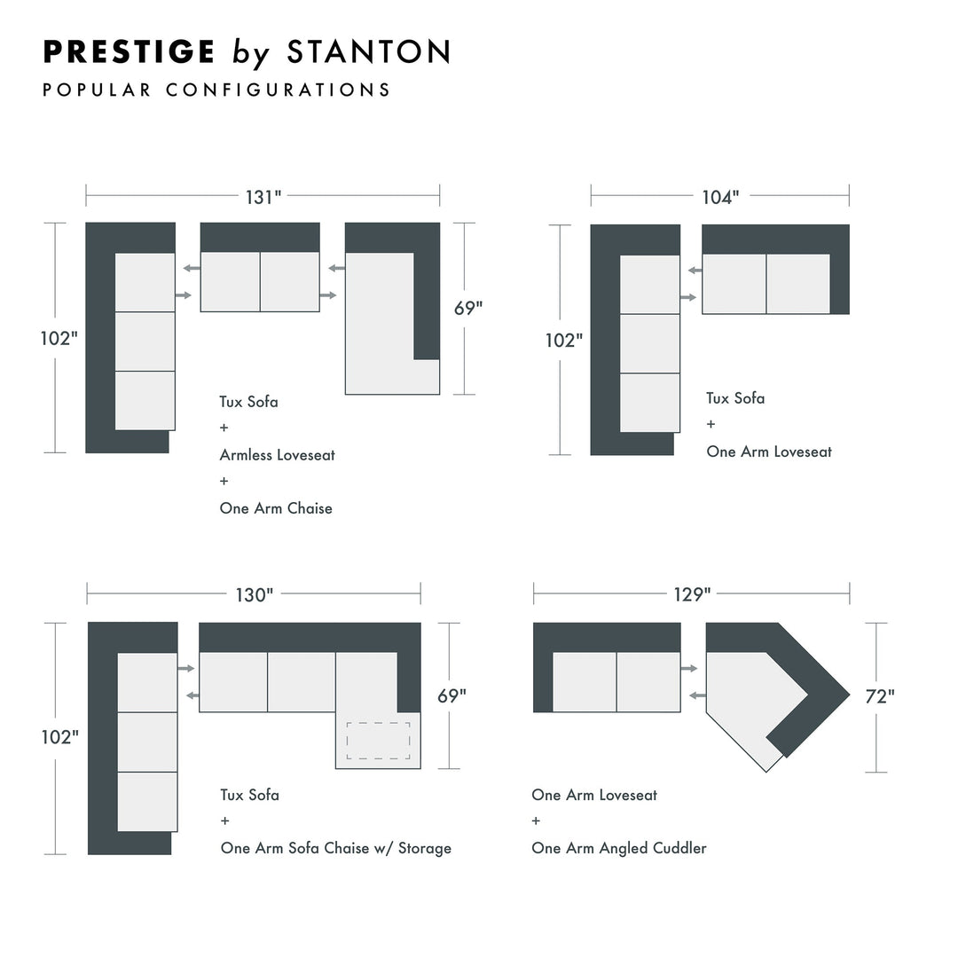 Prestige Custom Sofa / Sectional sectional configuration view - custom sofa sectional by Stanton - Whats New Furniture Portland OR