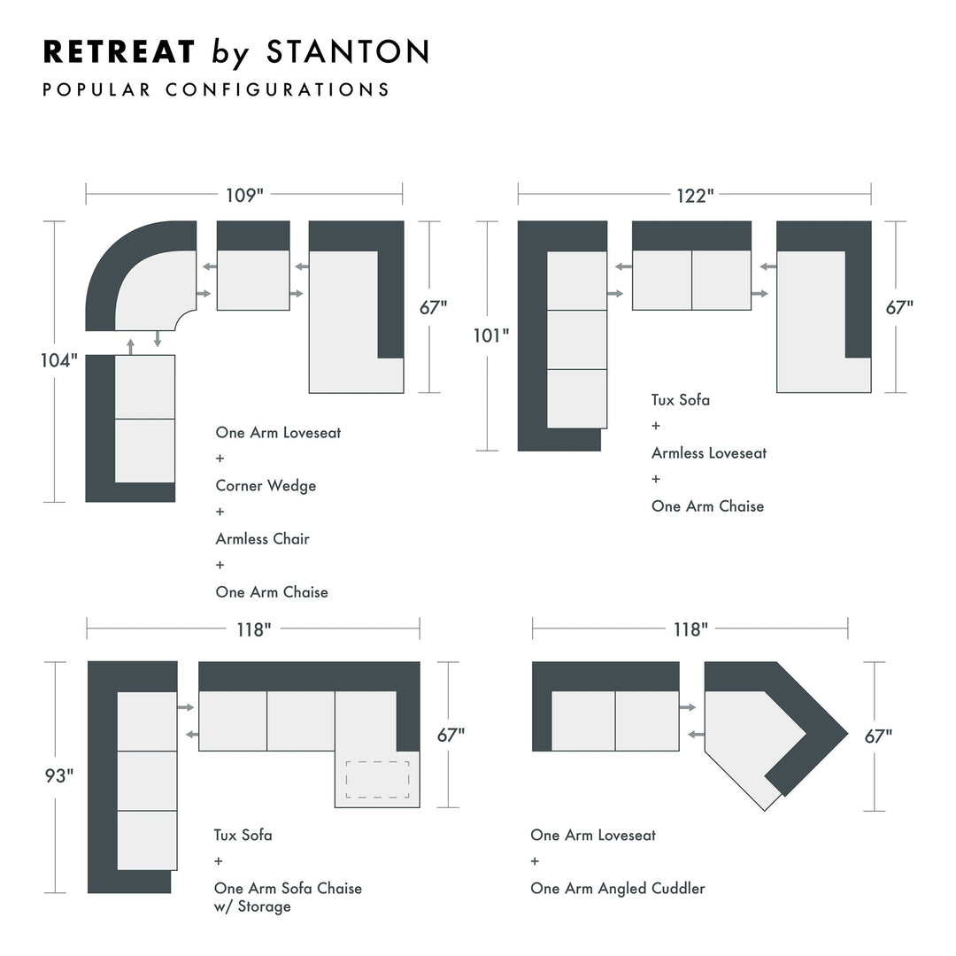 Retreat Custom Sofa / Sectional sectional configuration view - custom sofa sectional by Stanton - Whats New Furniture Portland OR
