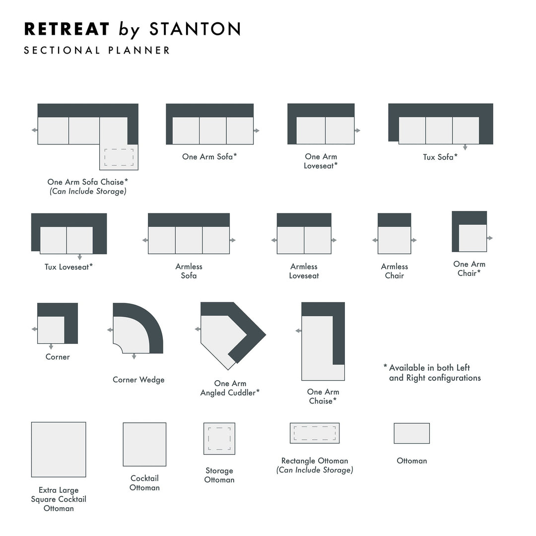 Retreat Custom Sofa / Sectional spec sheet - custom sofa sectional by Stanton - Whats New Furniture Portland OR
