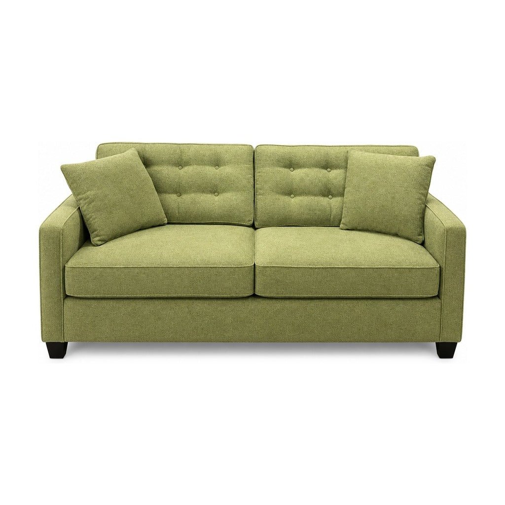 Ross Sofa in Nomad Lime front view - mid-century fabric sofa by Stanton - Whats New Furniture Portland OR
