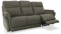 Santiam reclining sofa shown fully reclined with extended footrest