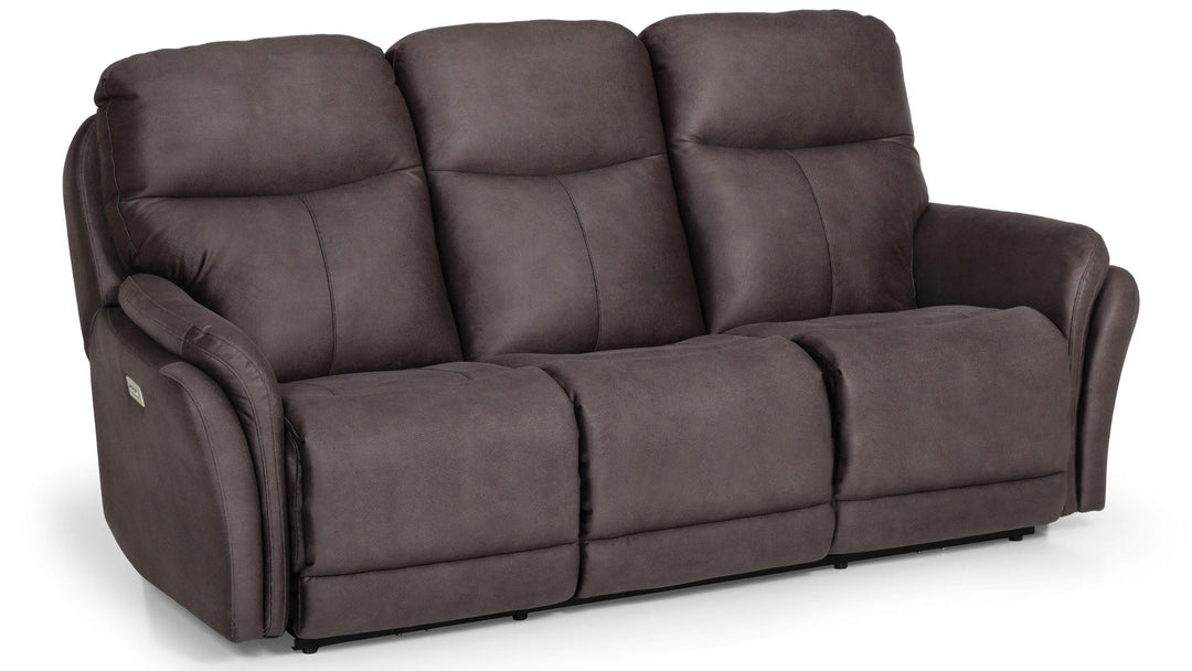 Santiam reclining sofa front view — Oregon-made custom fabric sofa