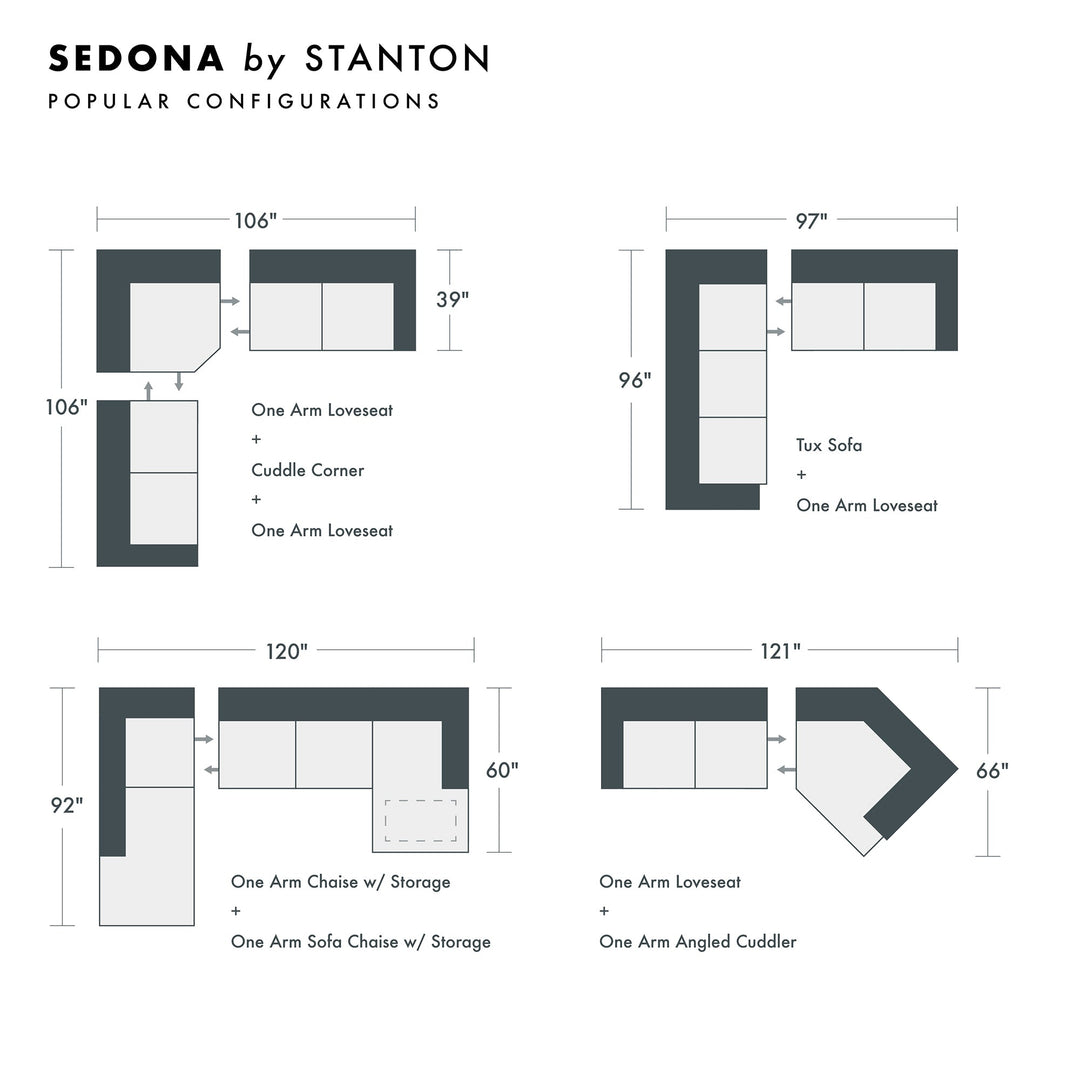Sedona Custom Sofa / Sectional and Sofa Bed sectional configuration view - custom Stanton seating - Whats New Furniture Portland OR
