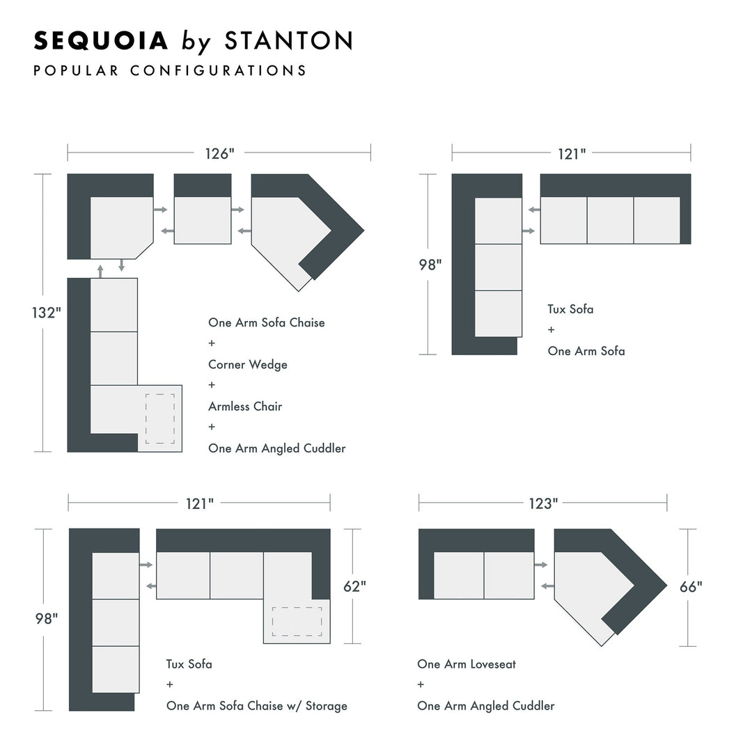 Sequoia Custom Sofa / Sectional and Sofa Bed sectional configuration view - custom Stanton seating - Whats New Furniture Portland OR