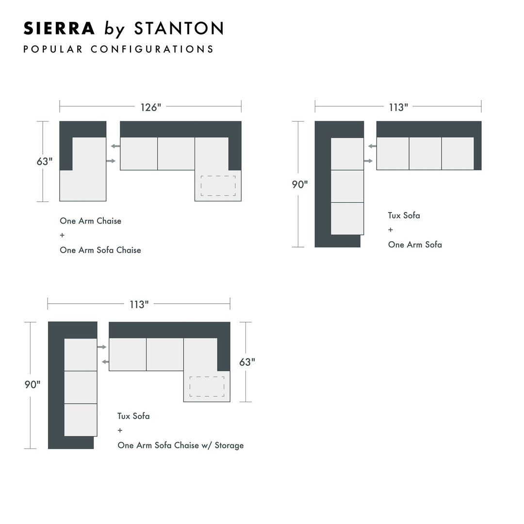 Sierra Custom Sofa / Sectional and Sofa Bed sectional configuration view - custom Stanton seating - Whats New Furniture Portland OR