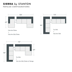 Sierra Custom Sofa / Sectional and Sofa Bed sectional configuration view - custom Stanton seating - Whats New Furniture Portland OR