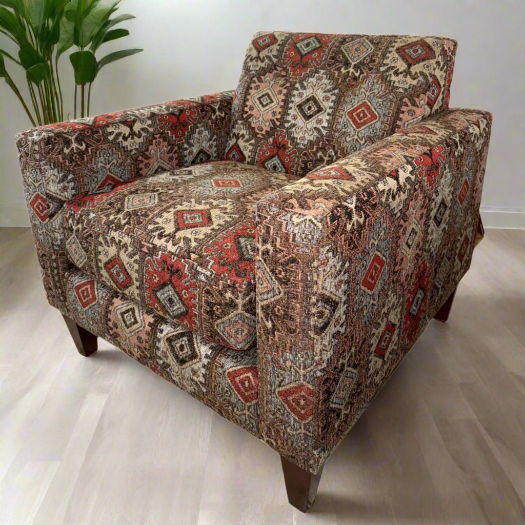 Solace Accent Chair in Texas Canyon fabric colorway side angle - accent chair by Stanton - Whats New Furniture Portland OR