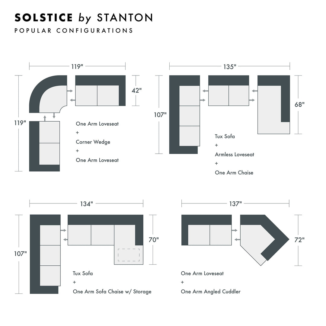 Solstice Custom Sofa / Sectional sectional configuration view - custom sofa sectional by Stanton - Whats New Furniture Portland OR