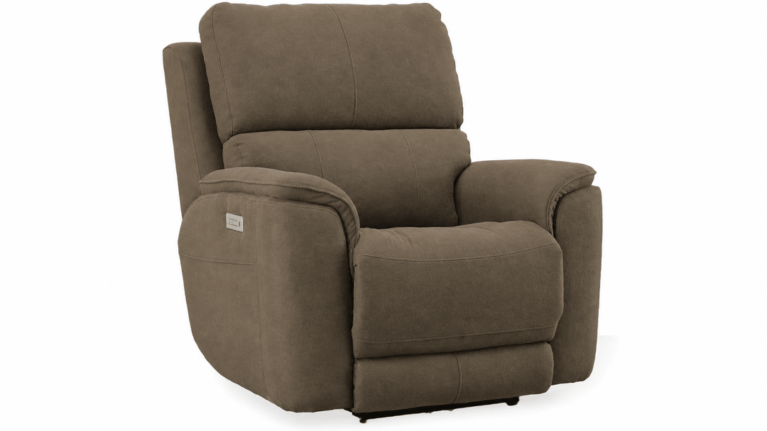 Steens Power Recliner Chair in Weekend Walks Mocha front view - power recliner by Stanton - Whats New Furniture Portland OR