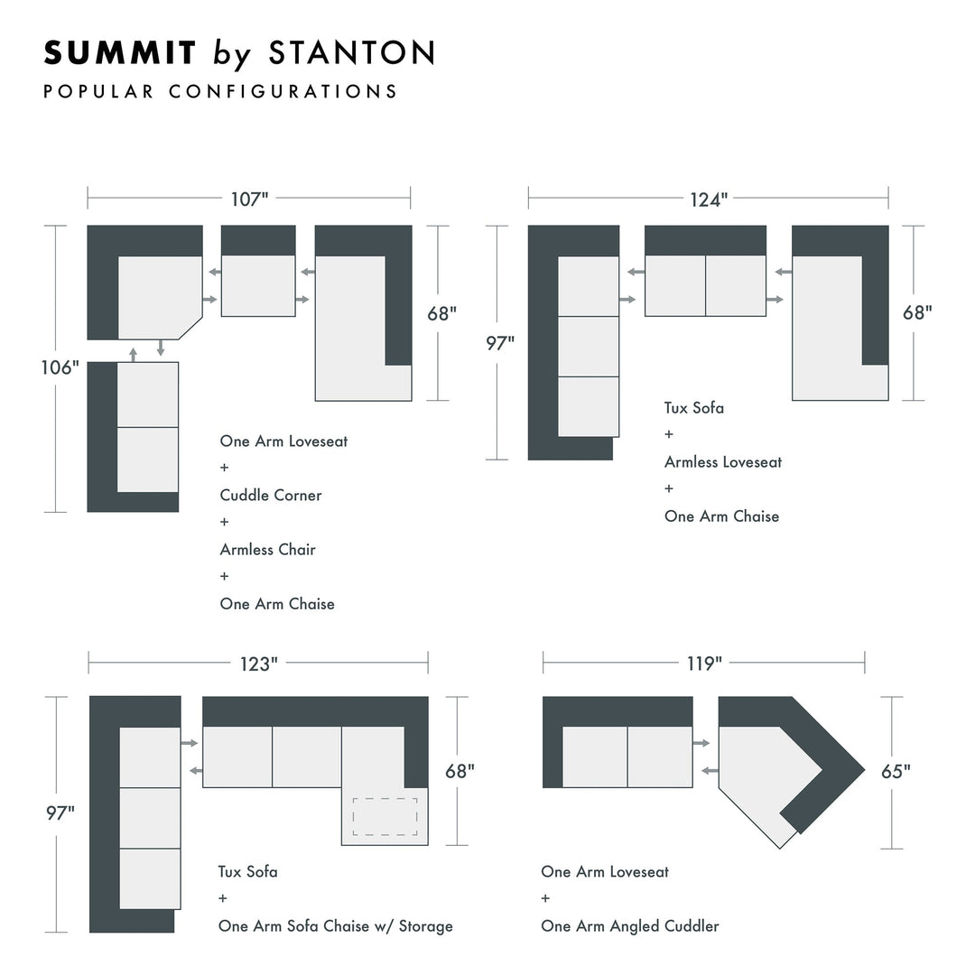 Summit Custom Sofa / Sectional sectional configuration view - custom sofa sectional by Stanton - Whats New Furniture Portland OR