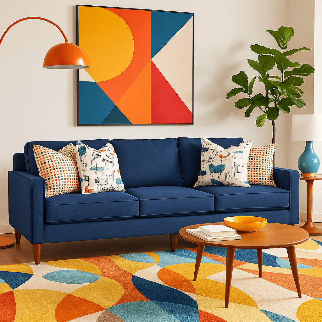 Summit Sofa in Peyton Navy corner detail - low-profile contemporary sofa by Stanton - Whats New Furniture Portland OR